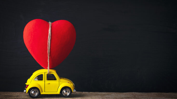 car with heart